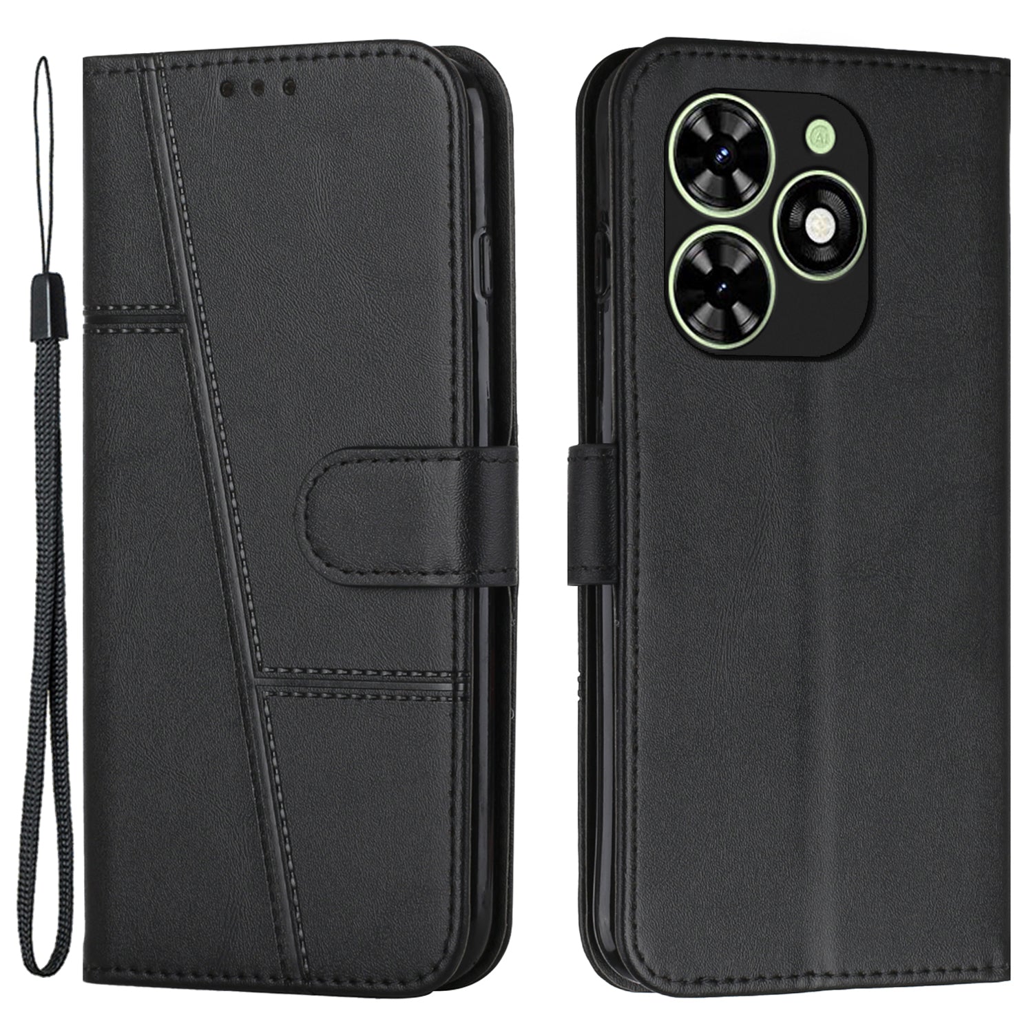 For Transsion Tecno Spark Go 2024 4G / Spark 20C / Pop 8 Leather Case Calf Texture Wallet Phone Cover - Black For Transsion Tecno Spark Go 2024 4G / Spark 20C / Pop 8 Leather Case Calf Texture Wallet Phone Cover - Black